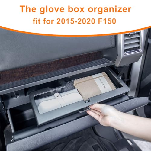 Glove Box Organizer Compatible with 2015-2020 Ford F150 Accessories Interior Hidden Glove Storage Compartment Organizer Tray ABS Materials - size: 15-20 F150