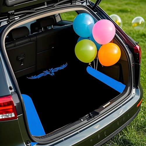 Universal Car Trunk Mat 29" x 39", Blue Stripes Print All Weather Trunk Protection Cargo Liner, Durable Cargo Mat Rear Trunk Liner, Stylish Vehicle Interior Accessories Suitable for Most Car Models - color: Blue Stripes