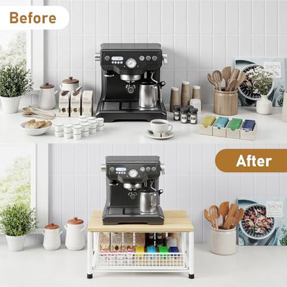 Funecy Coffee Pod Drawer,Coffee Machine Storage Rack,Home Kitchen Counter Coffee Bar Organizer,Storage Basket Drawer (White) - color: White