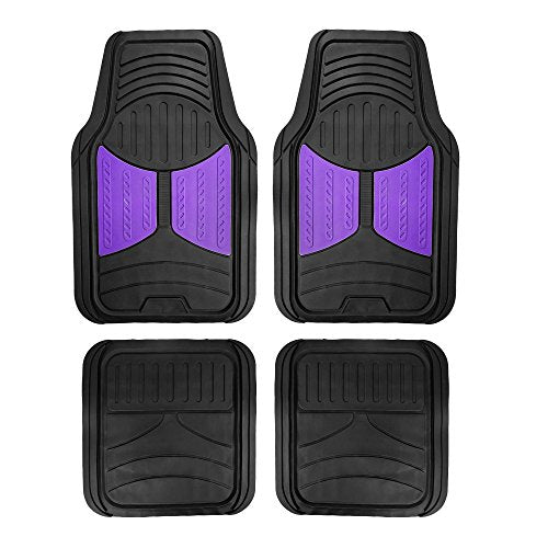 FH Group Automotive Floor Mats Purple Climaproof for All Weather Protection Universal Fit Heavy Duty Rubber fits Most Cars, SUVs, and Trucks, Full Set Trim to Fit Purple - color: Purple /Black, size: Universal, style: Floor Mat Set