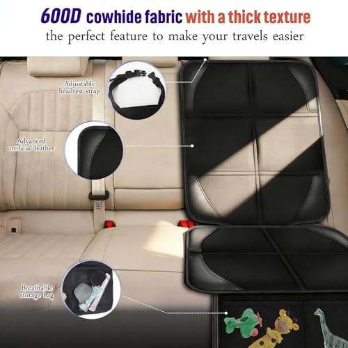 Bacgnyer Car Seat Protector, 2 Pack Carseat Seat Protectors for Child Baby Car Seat Mat Vehicle Pet Cover, Waterproof & Durable 600D Fabric Car Seat Cover with Non-Slip Backing and Mesh Pockets - color: Black 2PCS