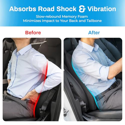 Lumbar Support Pillow for Car - 20.9 Inch Extended Car Back Support Relieves Full Back Discomfort on Long Rides, Rebuilds Support for Older Vehicles, Fits Mid-to-Large Sedans, SUVs & Trucks - size: longest 20.9" * widest 16.9" * highest 5.9"
