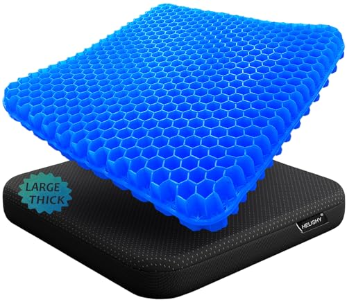 Gel Seat Cushion - 17x17 inch Extra Large Egg Seat Cushion Chair Pads with Non-Slip Cover for Sciatica & Back Pain - Office Chair Car Seat Cushion - Coccyx Cushion for Tailbone Pain - color: Blue, size: Extra Large - 17x17x1.7inch