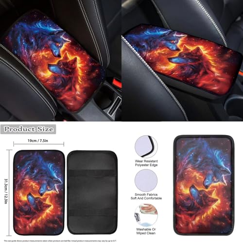 Galaxy Animal Wolf Car Rear Bench Protective Seat Car Seat Covers Full Set 12 Pcs Auto Interior Accessories Steering Wheel Cover Car Seat Covers Headrest Covers Universal Fit - color: Galaxy Animal Wolf