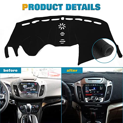 x xotic tech Center Console Dashboard Mat Pre-Cut Non-Slip Sunshield Sun Glare Protector Dash Carpet Pad Black Cover Compatible with Ford Escape 2014-2019 - color: Compatible with Escape 2014-2019