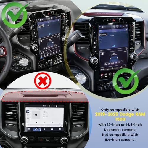 Dashboard Storage Tray Compatible with 2019–2026 Dodge RAM 1500, Center Console Dash Organizer for 12” & 14.4” Uconnect Screens, Non-Slip Console Organizer (Not for 8.4”)