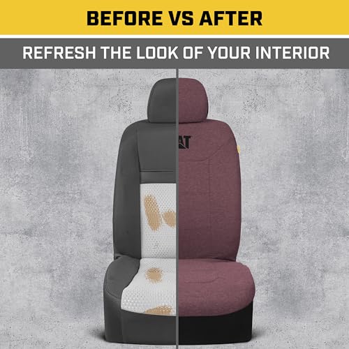CAT CozyBlend Car Seat Covers, Burgundy Heather - Premium Jersey Fabric Seat Covers for Cars Trucks SUV, Breathable Cotton Car Seat Covers Front Seats Only, Universal Fit Automotive Interior Covers - color: Burgundy