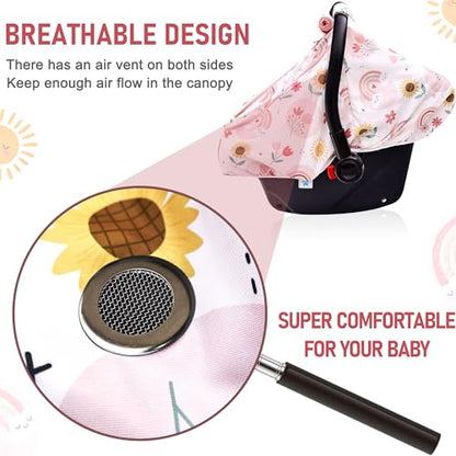 Waterproof Baby Car Seat Cover，YVMVDV Patented Cold Weather Carseat Cover for Babies,Infant Car Seat Cover Canopy for Boy Girls, Keeps Babies Warm and Cozy (Rainbow) - color: Rainbow-pink