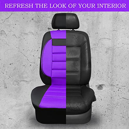 CAR PASS Leather 3D Foam Back Support Car Seat Covers Full Set Air Mesh Automotive Seat Covers, All Season Car Seat Cover Fit Automotive,SUV,Sedan,Van, Airbag Compatible Elegance (Black Purple) - color: black and purple