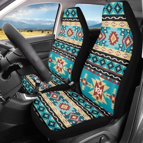 Aztec Car Seat Covers Set of 2 Breathable Universal Vehicle Front Seats Interior Protector Easy to Install Interior Protection Suitable Fits Most Car Auto SUV Sedan - color: Aztec