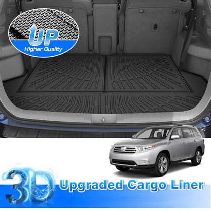 Highlander Cargo Liner - Trunk Mat for Toyota Highlander (Non-Hybird) 2008-2013, All Weather Cargo Mat for Highlander Accessories, Heavy Duty Car Mats, Car Accessories - size: 2)Toyota Highlander 08-13