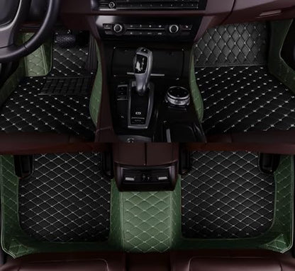 Customize Car Floor Mats for 99% Sedan SUV Sports Car All Weather Leather Full Coverage Waterproof Non-Slip Vehicle Lining Pads (Black Green Stitching) - color: Black green Stitching