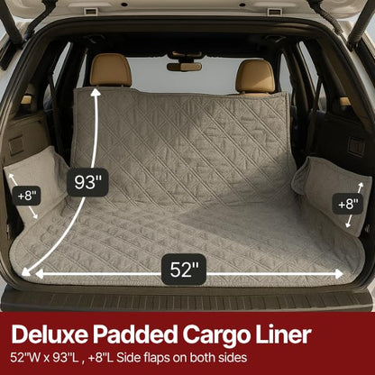 Formosa Covers Dog Cargo Liner for SUV, Gray, 68" W x 93" L | Heavy Duty Quilted and Padded Mat, Covers Trunk Back Area, Hair Easily Shakes Off, Universal Fit - color: Grey