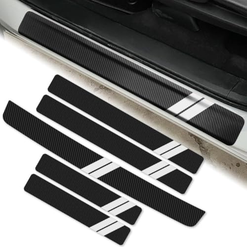 5 PCS Car Door Sill Guard Strip for Ineos Grenadier 2020-2025, Car Door Entry Guard Carbon Fiber Wrap Scratch Protection Trunk & Door Entry Edge Guard(Red) - color: White