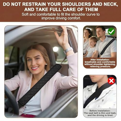 19.5 Inch Extra Long Car Seat Belt Covers, Soft and Comfortable Harness Pad for Adults and Kids, Long-lasting Fabric Material Easy to Install Universal Fit for Cars Trucks SUV (Black, 19.5in, 1pc) - size: 19.5in, 1pc