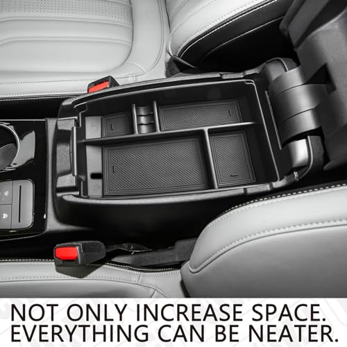 Center Console Organizer Tray Compatible with Ford Escape 2020-2026/Bronco Sport 2021-2025 Accessories, Insert Container ABS Secondary Armrest Storage Box (Not for U725 2-Door), Black