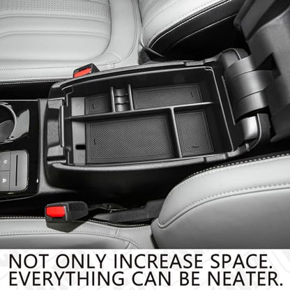 Center Console Organizer Tray Compatible with Ford Escape 2020-2026/Bronco Sport 2021-2025 Accessories, Insert Container ABS Secondary Armrest Storage Box (Not for U725 2-Door), Black