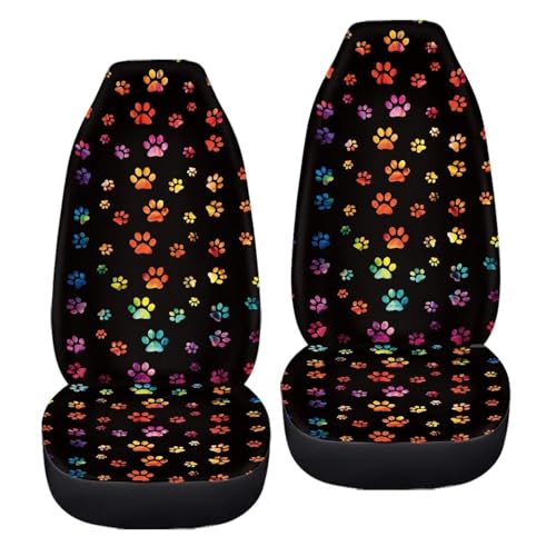 Dreaweet Tie Dye Dog Paw Car Seat Covers 2 Pack Universal Car Seat Cover Soft Stretch Front Seat Covers for Cars SUV Trucks Car Seat Protector Front Seats Only - color: Tie Dye Dog Paw