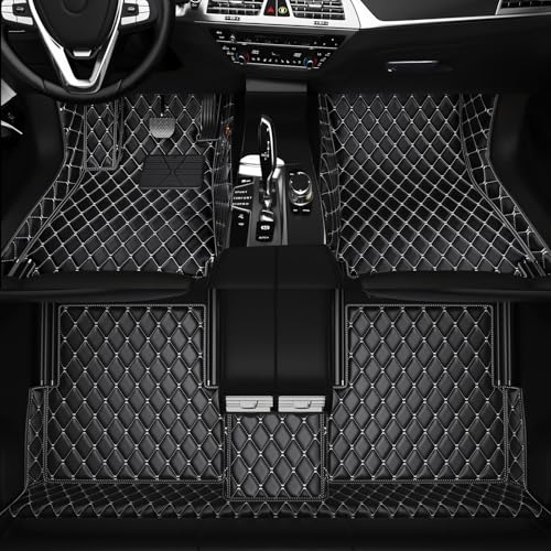 All-Weather car Floor MATS-Suitable for 99% of car Models,Leather car mat, offering Personalized Embroidery and Multiple Color Options,Provide Protection for car Rug (Black White) - color: Black white