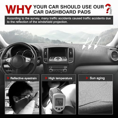 Autorder Dashboard Cover Mat for Nissan Maxima 2009-2015 Accessories Dash Cover Upgrade Flannel Dash Mat Sunshade Glare UV Rays Protector - size: 2009-2015 Nissan Maxima