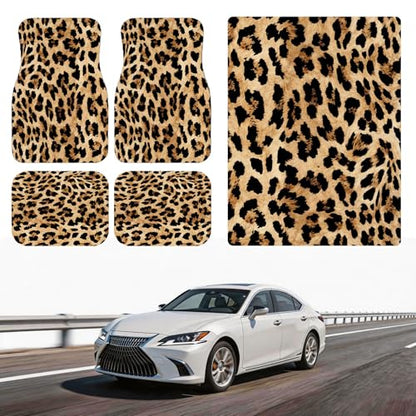 Automotive Floor Mats 5 Pcs, Universal Car Floor Mats, Leopard Print Cargo Liner, Car Accessory for SUVs/Sedan/Wagons, Durable Protective Mat, Trunk Liner for Families/Travel Enthusiasts - style: Bundle 7