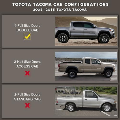 KARPAL Floor Mats Fit for Toyota Tacoma 2005-2015 Double Cab (Footwell Coverage), Custom Fit All Weather TPE Floor Liners, 1st & 2nd Row Mat, Tacoma Accessories - style: 2005-2015 | For Toyota Tacoma Double Cab | 1st & 2nd Row