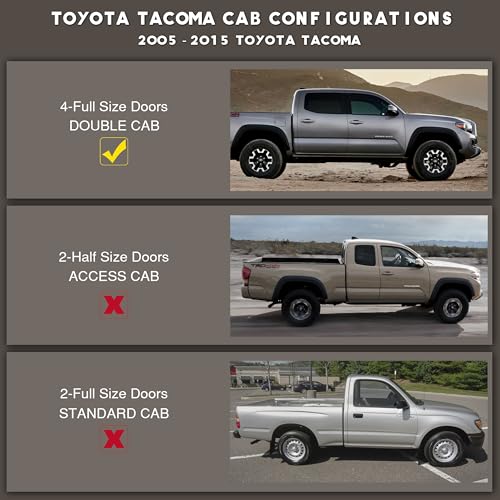 KARPAL Floor Mats Fit for Toyota Tacoma 2005-2015 Double Cab (Footwell Coverage), Custom Fit All Weather TPE Floor Liners, 1st & 2nd Row Mat, Tacoma Accessories - style: 2005-2015 | For Toyota Tacoma Double Cab | 1st & 2nd Row