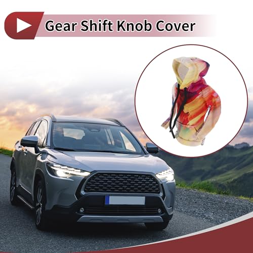 1 Pc Gear Shift Knob Cover Decoration Stick Shifting Handle Protector 5.91"x4.33" 3D Printed Hoodie Style Purple Yellow Polyester