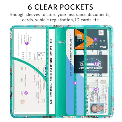 CoBak Car Registration and Insurance Holder - Vehicle Glove Box Car Organizer,Auto Truck Comparment Accessories Case with Magnetic Closure for Driver License,Cards - color: L-Almond Blossoms