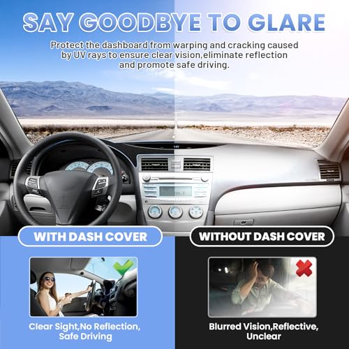 Sunsdrew Dash Cover for 2007-2011 Toyota Camry Dashboard Cover Mat for Camry Accessories Sunshade Nonslip Mesh Protector No Glare - size: 07-11 Toyota Camry Dash Cover