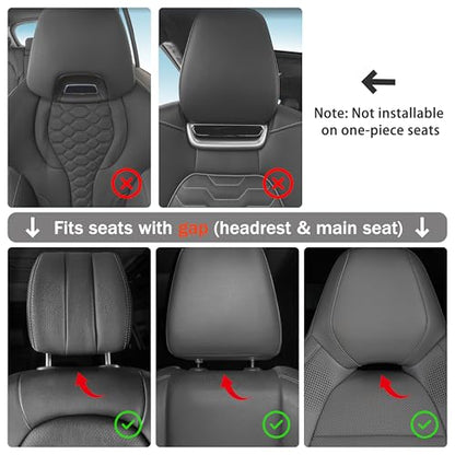 2pcs Car Neck Pillow for headrests,Support Drive Seats Head Cushion Pillows,Microfiber Velvet,Plant-Based Polyester,Thickness & Height Adjustable,11.8x7.5,Inner Liner fillable(Beige)