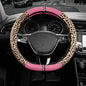 Road Comforts Leopard Steering Wheel Cover for Women, Cute Anti-Slip Microfiber Leather, Fits D Shape Flat Bottom Steering Wheel 14.5-15 Inch - Pink - color: D Shape-Pink