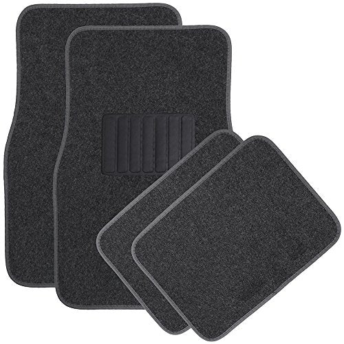 OxGord 4 Piece Luxe Carpet-Floor-Mats Set for Car - Rubber-Lined All-Weather Heavy-Duty Protection for All Vehicles, Charcoal - color: Charcoal
