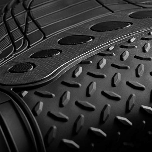 FH Group Automotive Floor Mats Heavy Duty Footprint Design Rubber Floor Mats for Cars,Universal Fit Full Set,Climaproof Floor Mats Trimmable Floor Mats for Most Sedan, SUV, Truck Floor Mats Black