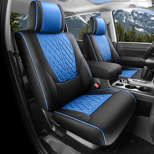 Seat Covers for Toyota Tundra 2022 2023 2024 2025 2026 Custom Fit Full Set, Waterproof & Durable Leather Seat Covers for Car - BlackBlue (for SR/SR5 Only, NO Rear Armrests) - color: BlackBlue, size: 2022-2025 Full Set