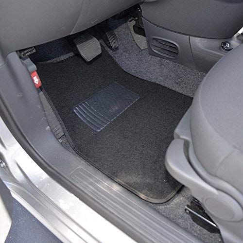 BDK InterLock Car Floor Mats - Secure No-Slip Technology for Automotive Interiors - 4pc Inter-Locking Carpet (Black) (826942129223) - color: Black