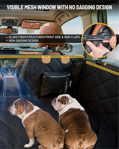 Dog Car Seat Cover for Back Seat, Waterproof Dog Seat Cover for Back Seat, Hard Bottom Back Seat Pet Cover for Dogs, Large-Space Hammock for Car Truck SUV, Pet Seat Cover Holds 450lbs(Black) - color: black, size: XL - For Full-size Crewcab Trucks & Full-s