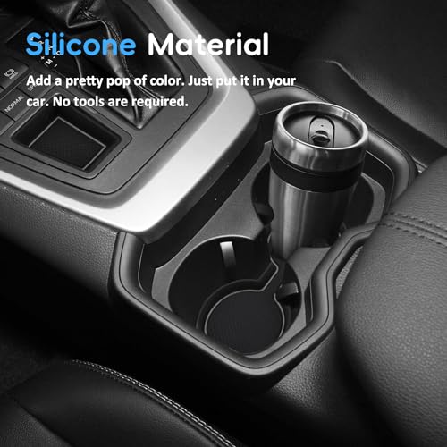 Auovo 3D Cup Holder Insert Liners Compatible with Toyota RAV4 Accessories 2025 2024 2023 2022 2021 2020 2019 Car Custom Cup Holder Mats Pads 4-pc Set (Gray Trim) - color: Gray, size: 4PCS