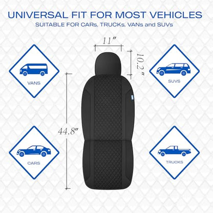 Skechers Seat Covers Contour Foam Cozy Fit,Leather Car Seat Covers, Car Seat Covers Front Seats Airbag Compatible, Universal Automotive Comfort for Most Cars, Vans, Trucks, SUV,Black - color: Black and Black