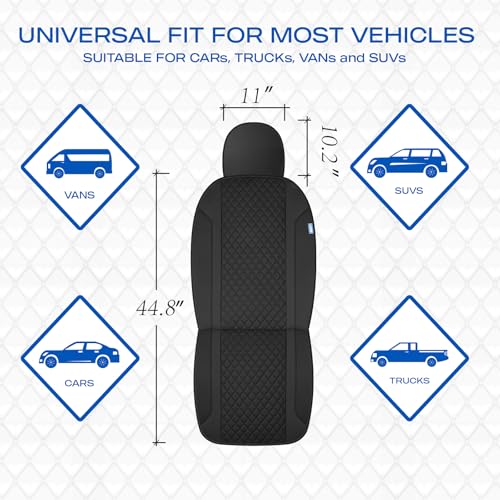 Skechers Seat Covers Contour Foam Cozy Fit,Leather Car Seat Covers, Car Seat Covers Front Seats Airbag Compatible, Universal Automotive Comfort for Most Cars, Vans, Trucks, SUV,Black
