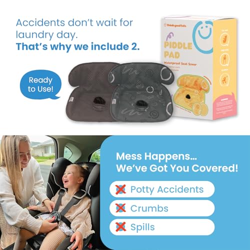 Piddle Pad 2-Pack, Potty Training Car Seat Protector, Toddler Car Seat Cover & Stroller Protector, Machine Washable Waterproof Car Seat, Anti-Slip, Universal Fit (Black) - color: Black
