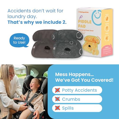 Piddle Pad 2-Pack, Potty Training Car Seat Protector, Toddler Car Seat Cover & Stroller Protector, Machine Washable Waterproof Car Seat, Anti-Slip, Universal Fit (Black) - color: Black