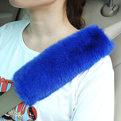 Boao 4 Pack Faux Sheepskin Car Seat Belt Pads Seatbelt Protector Soft Seat Belt Shoulder Strap Cover Comfort Harness Pad(Blue, 9.9 Inch) - color: Blue, size: 9.9 Inch