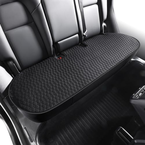 SanQing Car Seat Cover Luxury Linen Rear Seat Covers for Model 3 Car Seat Bottom,Heavy Duty Seat Cushion Protector Without Backrest (Black Rear, Model 3) - color: Black Rear, size: Model 3