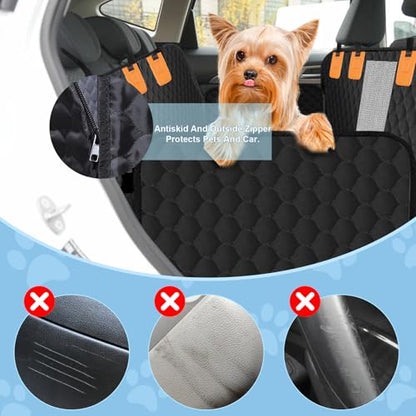 Dog Car Seat Cover for Back Seat, Waterproof Protector with Side Flaps, Scratchproof Hammock, Non-Slip Bottom for Cars/Trucks/SUVs (Black) - color: Black