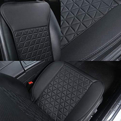Black Panther 1 Pair Luxury PU Car Seat Covers Protectors for Front Seats, with Partial Backrest Coverage (Middle Part Only), Triangle Pattern, Compatible with 95% Cars - Black - color: Triangle Pattern - Black