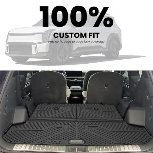 LASFIT Floor Mats & Cargo Mats for KIA EV9 2026 2025 2024 (Only Fit for 7-Seats), All Weather TPE Custom Fit Kia EV9 2024-2026 Full Set Car Accessories Floor Liners - size: 3)For Kia EV9 | 2024-2026 | 7 Seats