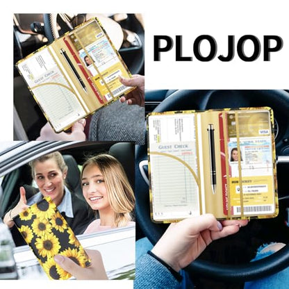 Car Registration and Insurance Card Holder, Leather License Document Floral Glove Box Compartment Organizer, Car Wallet Case for Essential Info, License Cards, ID Card - color: flower
