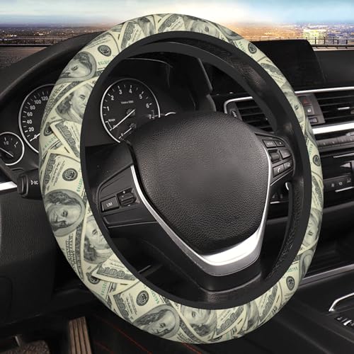100 Dollar Money Car Steering Wheel Cover Universal 15 Inches Auto Accessories Steering Wheel Protector Anti-Slip Breathable Sweat Absorption Neoprene - color: 100 Dollar Money