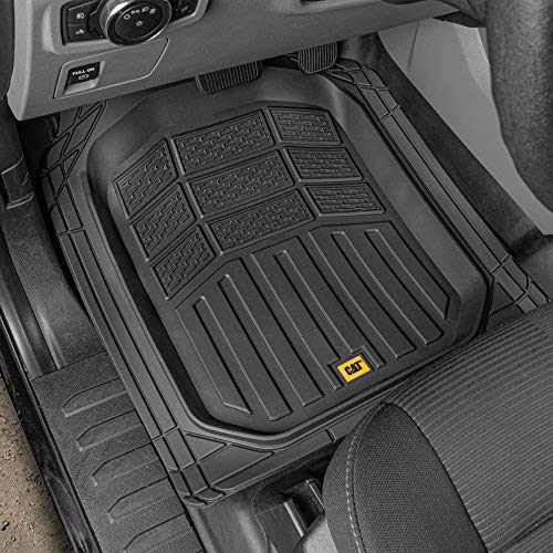 BDK Cat® CAMT-9014 (4-Piece) Large Deep Dish Rubber Car Floor Mats with Trunk Cargo Liner, Universal Trim to Fit Front & Rear Combo Set for Car Sedan SUV Van, Heavy Duty All Weather - color: Black